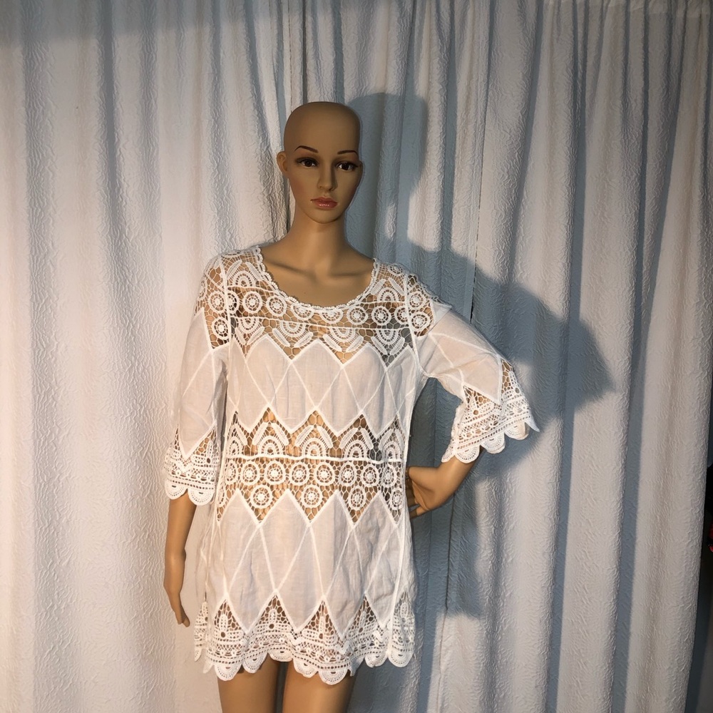 Jeasona  NWT! Thanks White Cotton Urban Beach Cover Up